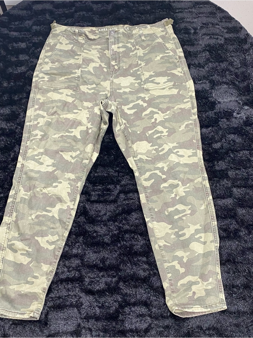 American Eagle Curvy Hi-Rise Jegging Women 18 Short Camo Green Skinny Stretch